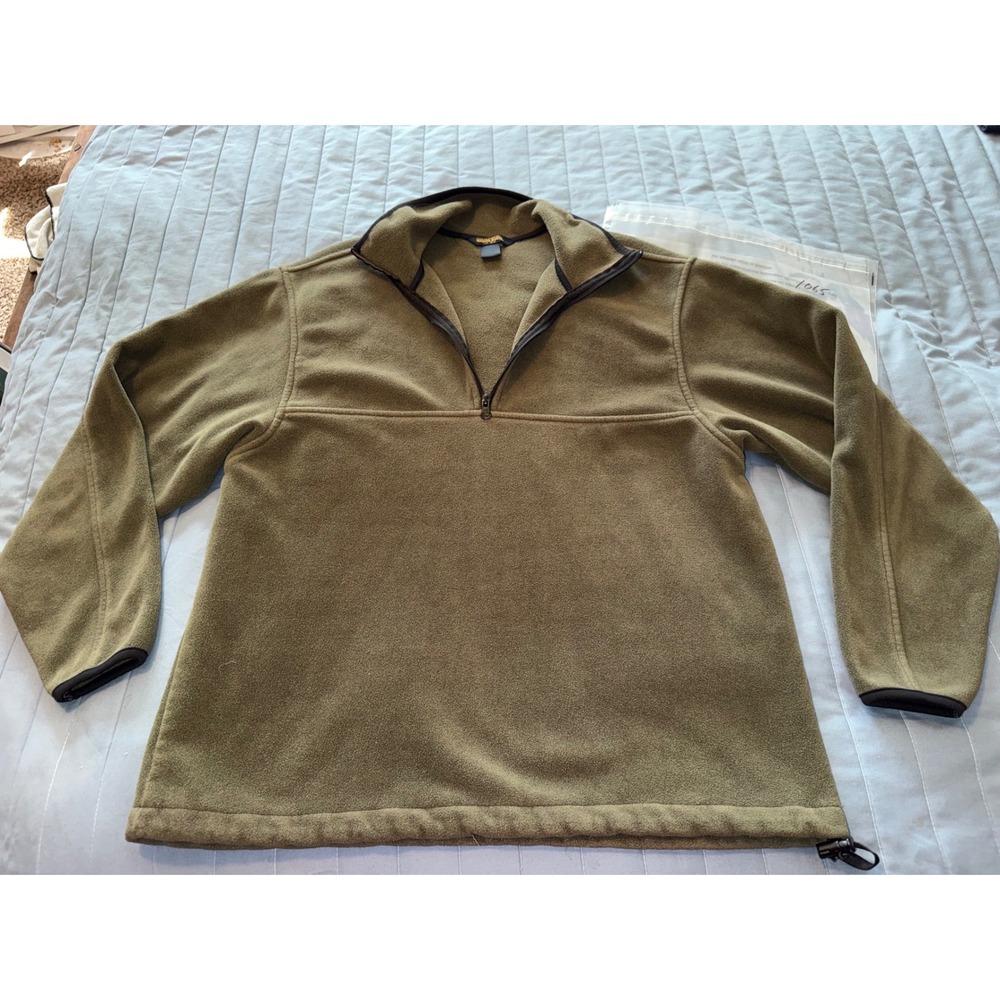 Woolrich John Rich & Bros Mens Olive Green Quarter Zip Fleece Pullover Jacket